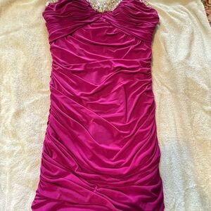 Hot pink strapless dress